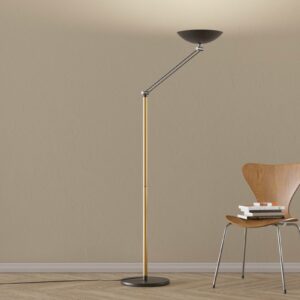 Uplight-golvlampa Libert 4, justerbar höjd, svart