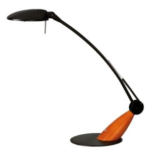 LED-skrivbordslampa Swingo i trä, svart
