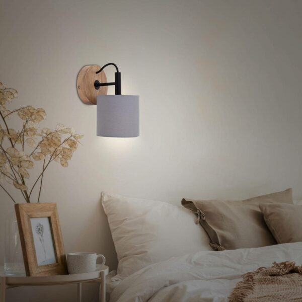 Wood & Style 2075 vägglampa med textilskärm