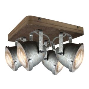 Taklampa Woody, galvaniserad, 4 lampor