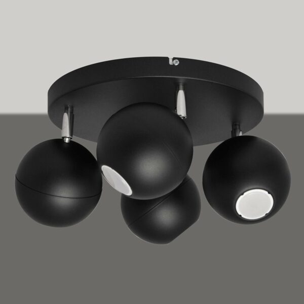 Takspotlight Midnight svart, 4 lampor rund