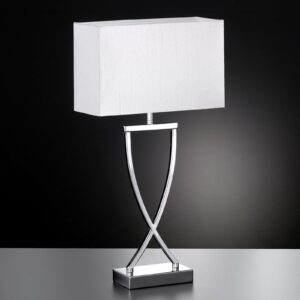 Söt textil-bordslampa Anni krom-vit