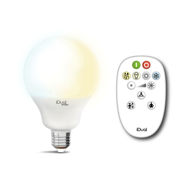 iDual Whites glob E27 G100 12,5 W, fjärrkontroll