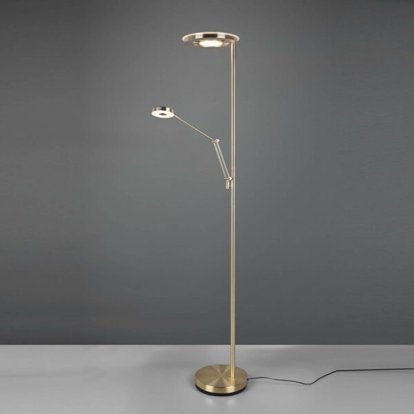 LED-uplight-golvlampa Barrie läslampa antikmässing
